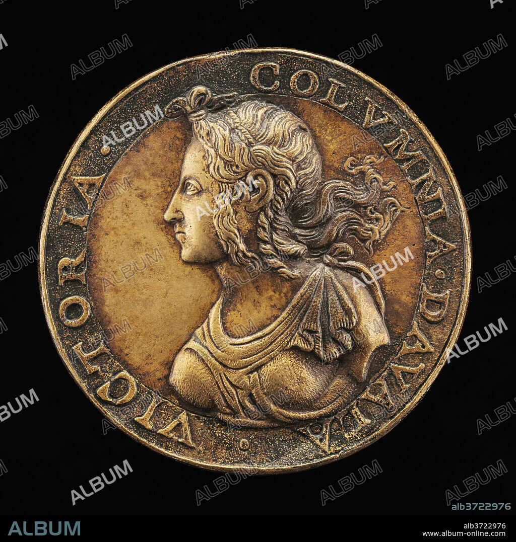 ITALIAN 16TH CENTURY. Vittoria Colonna, c. 1490-1547, Wife of Francesco d'Avalos 1507. Dated: 16th century. Dimensions: overall (diameter): 4.92 cm (1 15/16 in.)  gross weight: 23.58 gr (0.052 lb.). Medium: bronze//Late chasing.