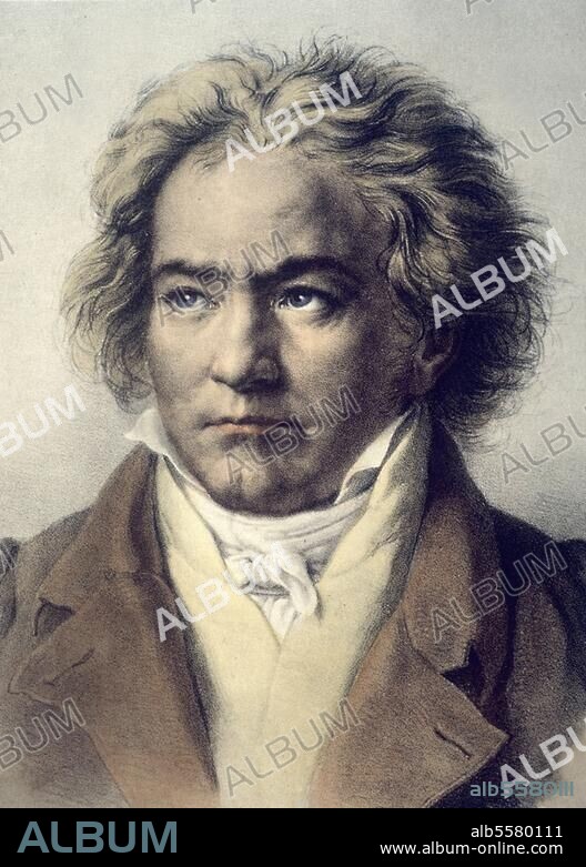 Beethoven, Ludwig van, 1770-1827, German composer. Portrait. Chalk drawing, 1818, by August von Kloeber (1793-1864).