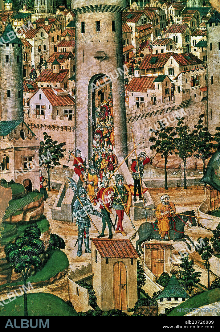 PEDRO NISART (SIGLO XV) PERE NISART. RETABLO DE SAN JORGE - DETALLE - SIGLO XV- GOTICO ESPAÑOL.