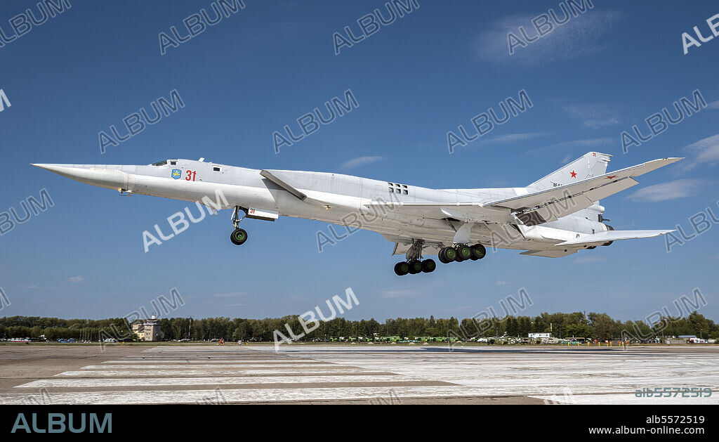 Russian Aerospace Forces Tu-22M3 landing at Dyagilevo Air Base, Russia.