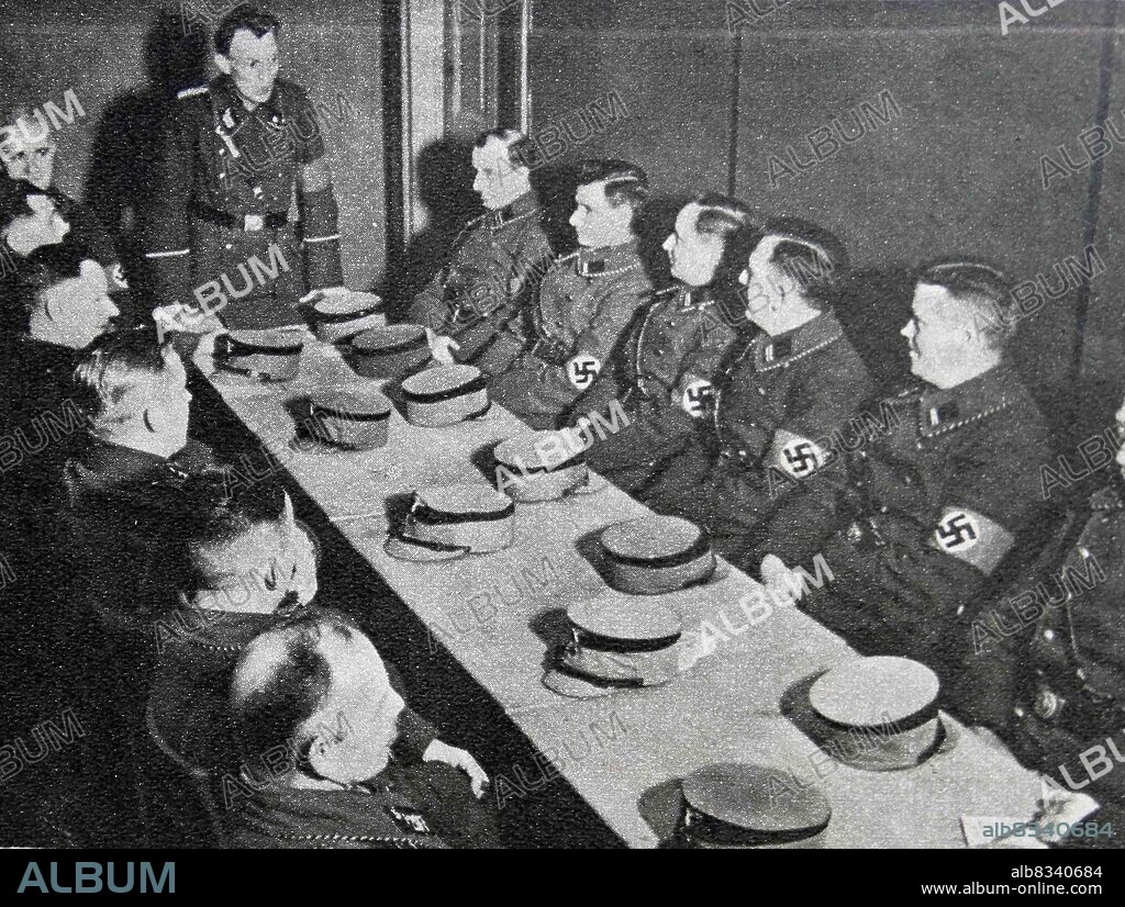 Johann Laub, at the local branch of a Nazi Storm Troopers meeting. The Sturmabteilung was the Nazi Party's original paramilitary wing. It played a significant role in Adolf Hitler's rise to power in the 1920s and 1930s.