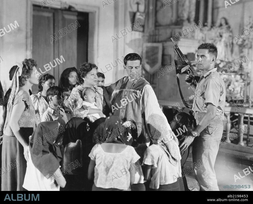 MICHELINE PRESLE y TYRONE POWER en GUERRILLEROS EN FILIPINAS, 1950 (AMERICAN GUERRILLA IN THE PHILIPPINES), dirigida por FRITZ LANG. Copyright 20TH CENTURY FOX.