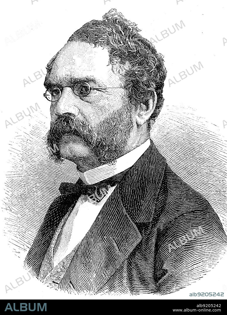Ernst Werner Siemens, ab 1888 von Siemens (13. Dezember 1816 bis 6. Dezember 1892) war ein deutscher Erfinder, Elektroingenieur und Industrieller / Ernst Werner Siemens, from 1888 von Siemens (December 13, 1816 - December 6, 1892) was a German inventor, electrical engineer and industrialist, Historisch, historical, digital improved reproduction of an original from the 19th century / digital restaurierte Reproduktion einer Originalvorlage aus dem 19. Jahrhundert, genaues Originaldatum nicht bekannt,.