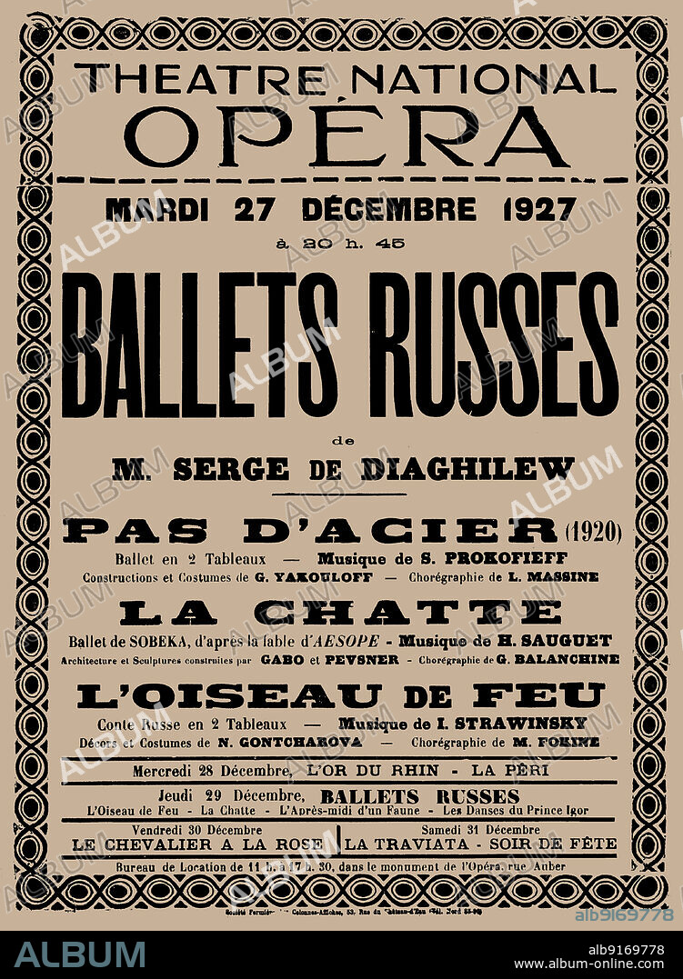 HISTORIC OBJECT. Poster for Ballets Russes, Théâtre National Opéra.