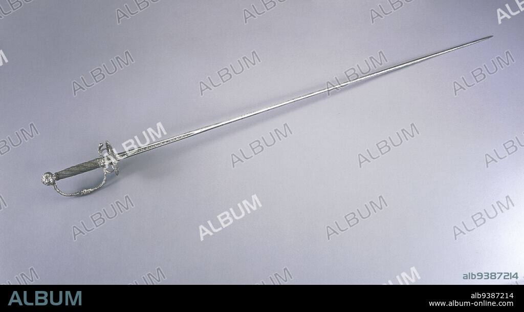 Small-Sword with Rapier Blade, blade by Johannes Oehlig, German, hilt by Melchior Trüb, Swiss, 16091655, 165055, Steel, silver, and wood, Made in Solingen, Nordrhein-Westfalen, Germany, Europe, Zürich, Zürich canton, Switzerland, Europe, Arms & armor, metalwork, 43 1/2 x 4 x 3 1/4 in. (110.5 x 10.2 x 8.3 cm).