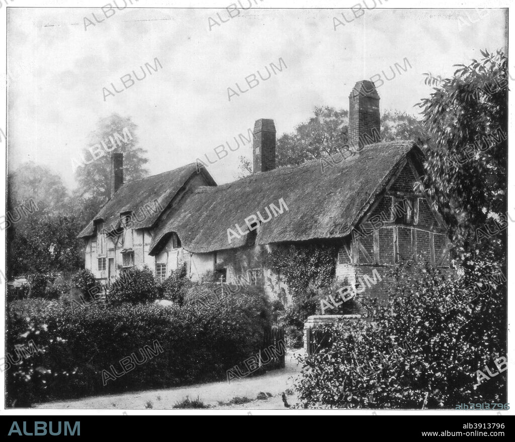 Anne Hathaway's Cottage, Stratford-On-Avon, England, late 19th century. The cottage at Shottery in Warwickshire, said to be the family home of Anne Hathaway (1556-1623), wife of William Shakespeare. Photograph from Portfolio of Photographs, of Famous Scenes, Cities and Paintings by John L Stoddard, published by the Werner Company, (Chicago, c1899).