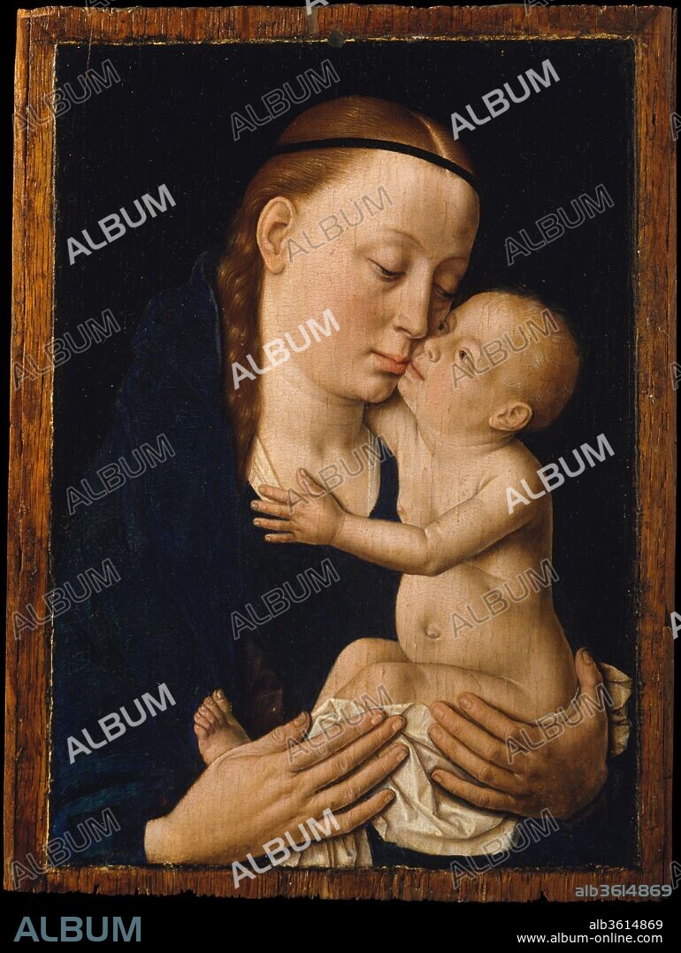 Virgin and Child. Artist: Dieric Bouts (Netherlandish, Haarlem, active by 1457-died 1475). Dimensions: 8 1/2 x 6 1/2 in. (21.6 x 16.5 cm). Date: ca. 1455-60.

Dieric Bouts has based this small, exquisite image on the ancient Byzantine formula for the affectionate Virgin (<i>glykophilousa</i>)--a type popular in the Netherlands. However, he has dispensed with the gold background and halo of Byzantine practice and has endowed the painting with a human tenderness and simplicity not found in icons. With his subtle and tactile modeling of the flesh, the artist heightened the illusion of living, breathing beings. Focusing on the loving relationship of a mother and her son, his portrayal emphasized human emotions and enhanced the intense inner experience of private devotion.