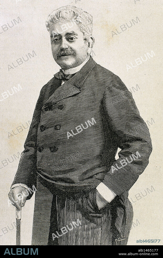 ARNUS Y DE FERRER, Evaristo (Barcelona,1820-Barcelona,1890). Financiero español. En 1852 fundó su propia casa de Banca, que se convirtió en una de las principales instituciones financieras de la época. Grabado.