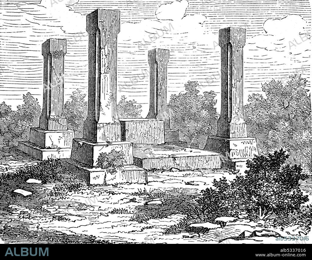 Ruins of the royal seat at Axum, Aksum, Abyssinia, today Ethiopia, 1880  /  Ruinen des Königsitzes zu Axum, Aksum, Abessinien, heute Äthiopien, 1880, Historisch, historical, digital improved reproduction of an original from the 19th century / digitale Reproduktion einer Originalvorlage aus dem 19. Jahrhundert,.