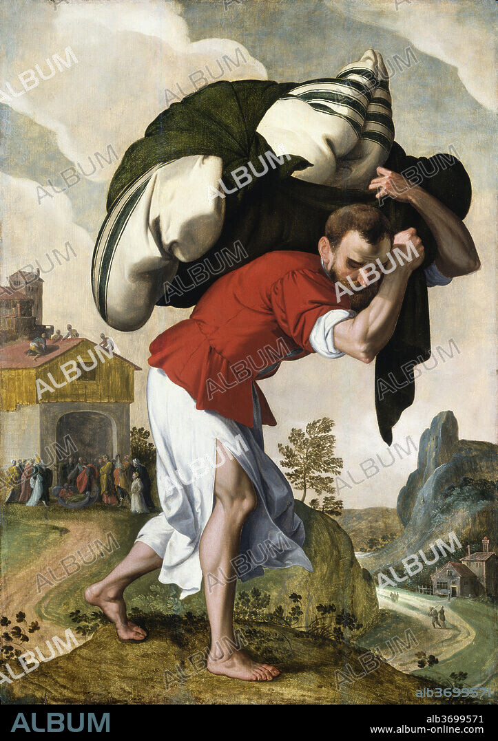 NETHERLANDISH 16TH CENTURY. The Healing of the Paralytic. Dated: c. 1560/1590. Dimensions: overall: 107.8 x 76 cm (42 7/16 x 29 15/16 in.)  framed: 136.5 x 109.8 cm (53 3/4 x 43 1/4 in.). Medium: oil on panel.