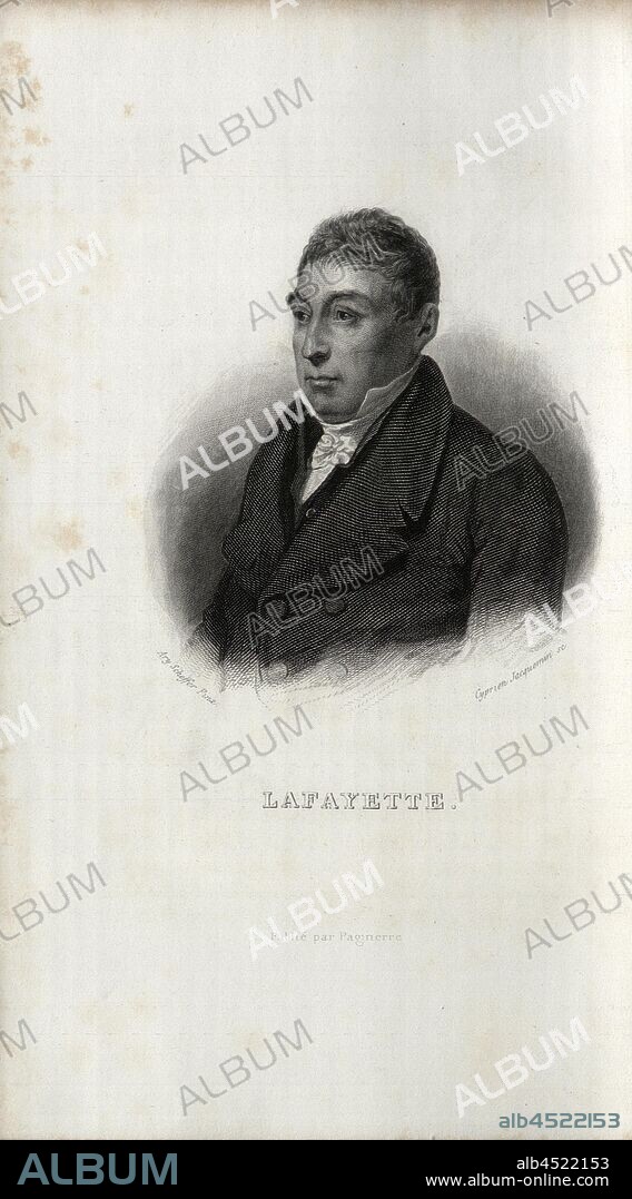 Lafayette, Marie-Joseph Motier, Marquis de La Fayette, signed: Ary Scheffer (Pinx.); Cyprien Jacquemin (sc.), Fig. 4, to p. 350, Scheffer, Ary (pinx.); Jaquemin, Cyprien (sc.), Louis Blanc: Révolution française: histoire de dix ans 1830-1840. Bd. 1. Paris: Pagnerre, 1848.