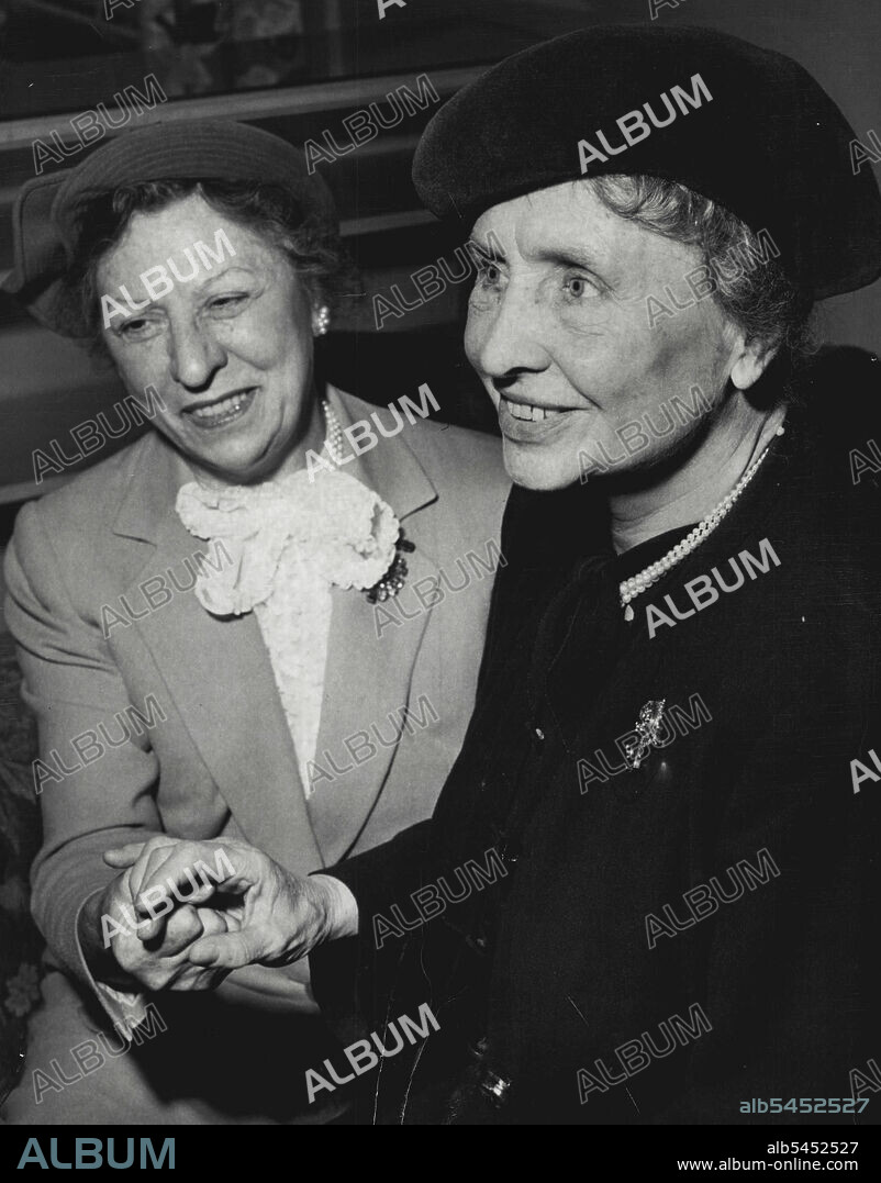 Brighter Future - U.N. Holds World Hope--Helen Keller -- Polly Thomson and Helen Keller Famous blind woman believes U.N. is hope of the world.Helen Keller, symbol of hope and achievement to the world's handicapped, believes in a brighter future for the world and its handicapped.The famous blind and deaf woman said Monday that she is convinced the United Nations can and will be the means to a better understanding among peoples of the earth.Speaking in a high-pitched monotone, partially understand able to the untrained ear, Miss Keller said: *****. October 10, 1950.