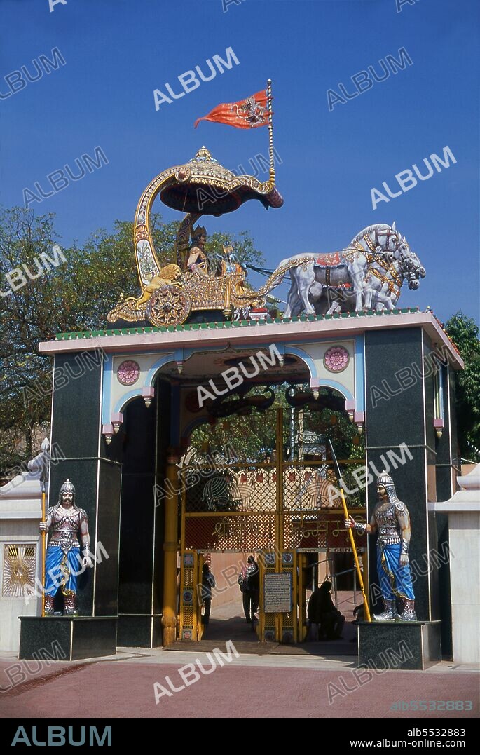 The Shri Krishna Janmabhoomi temple is said to be the birthplace of the Hindu god Lord Krishna. Krishna (literally 'dark, black, dark-blue') is a central figure of Hinduism and is traditionally attributed the authorship of the Bhagavad Gita. He is an Avatar of Vishnu and considered in some monotheistic traditions as the Supreme Being. Krishna is identified as a historical individual who participated in the events of the Mahabharata. Krishna is often described as an infant or young boy playing a flute as in the Bhagavata Purana, or as a youthful prince giving direction and guidance as in the Bhagavad Gita. The stories of Krishna appear across a broad spectrum of Hindu philosophical and theological traditions. They portray him in various perspectives: a god-child, a prankster, a model lover, a divine hero and the Supreme Being. The principal scriptures discussing Krishna are the Mahabharata, the Harivamsa, the Bhagavata Purana and the Vishnu Purana.