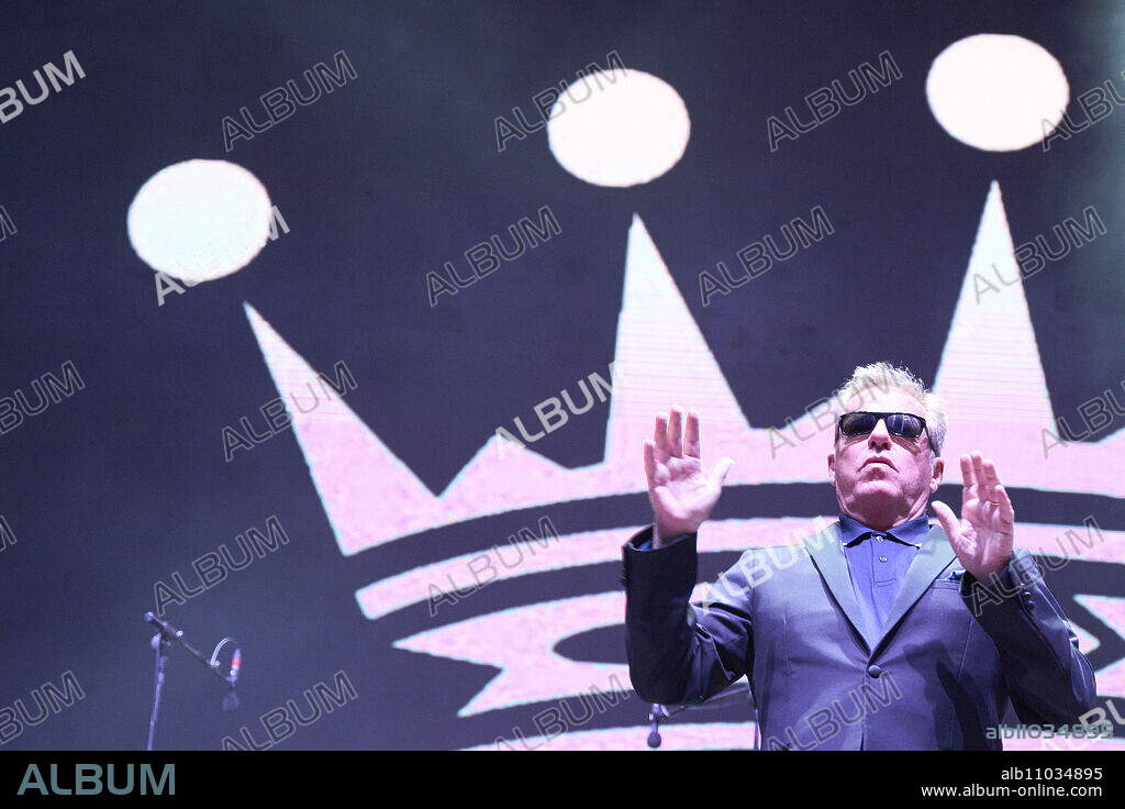 Suggs, Chas Smash, Lee Thompson, Mike Barson from Madness performs on Stage during Noches del Botanico Festival at Royal Botanical Garden Alfonso XIII on June 23, 2022 in Madrid, Spain.