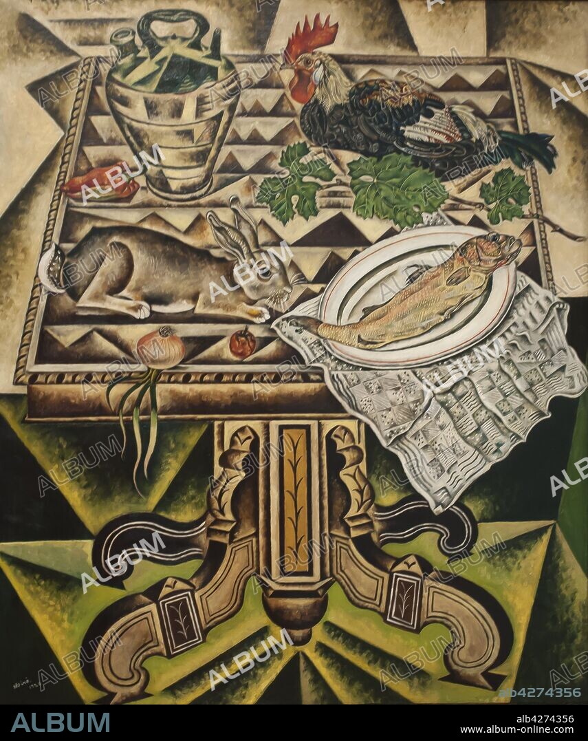 JOAN MIRÓ. Joan Miró / 'La mesa (Naturaleza muerta con conejo)', 1920, Óleo sobre lienzo, 130 x 110 cm.