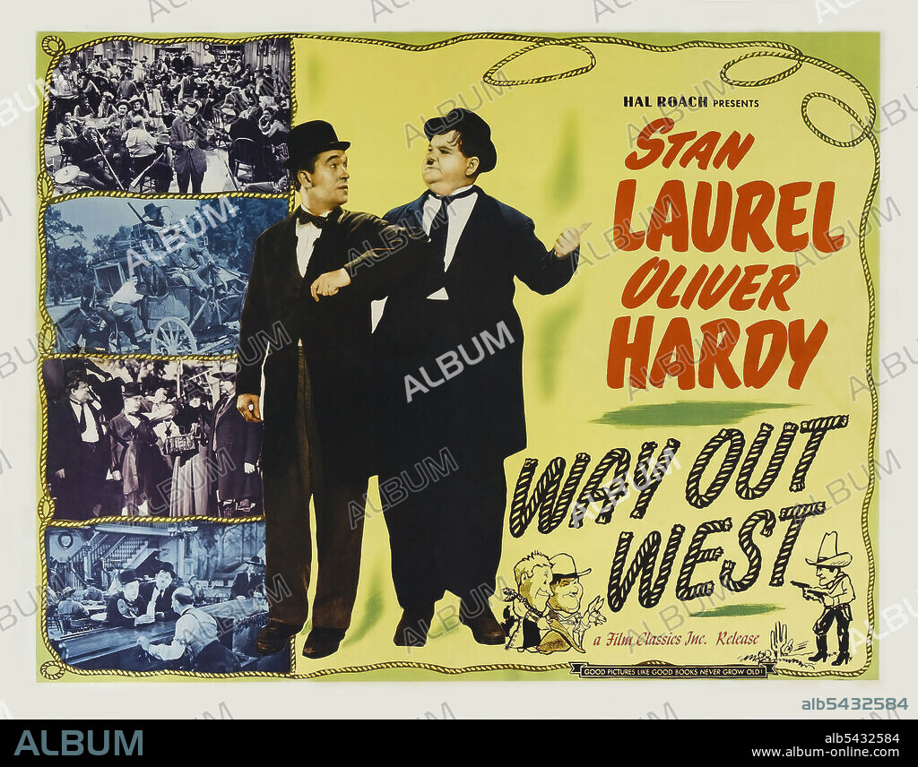 OLIVER HARDY and STAN LAUREL in WAY OUT WEST, 1937, directed by JAMES W. HORNE. Copyright STAN LAUREL PRODS/HAL ROACH/M.G.M.