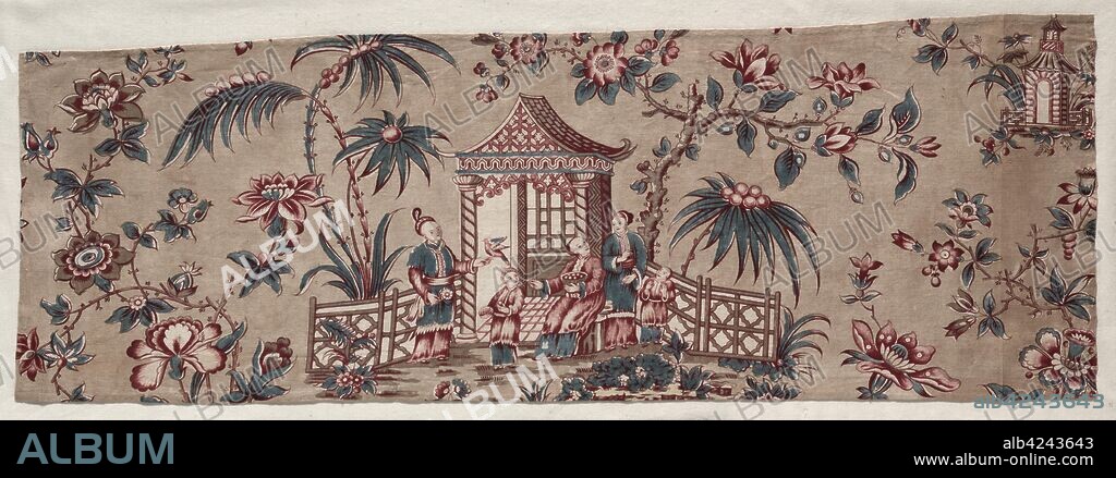 Chinoiserie Design, early 1800s. England, early 19th century. Block printed cotton; overall: 23.2 x 64.7 cm (9 1/8 x 25 1/2 in.).