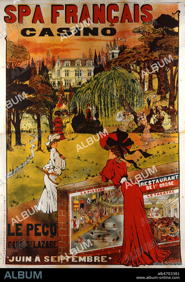 Casino de Le Pecq. Affiche de tourisme illustree par SMILEY vers 1900. Credit : Coll. Perrin/KHARBINE-TAPABOR.