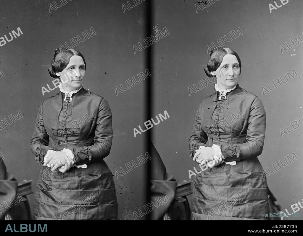 Mrs Rutherford B. Hayes, wife of President Hayes. Lucy Ware Webb Hayes was First Lady of the United States and is often known as 'Lemonade Lucy' due to her support of the Temperance Movement.