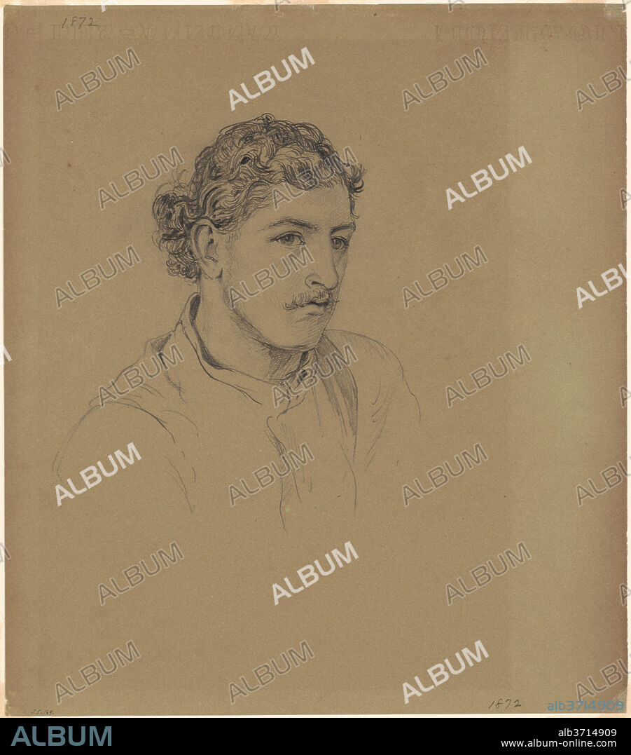 JOHN SINGER SARGENT. Man with Curly Hair. Dated: 1872. Dimensions: image (irregular): 18.1 × 15.88 cm (7 1/8 × 6 1/4 in.)  sheet: 30.48 × 26.67 cm (12 × 10 1/2 in.). Medium: graphite on gray-green wove paper.
