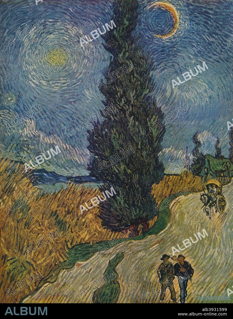 'La Route Aux Cypres', 1890. From Van Gogh Paintings, introduction by Graham Reynolds. [Lindsay Drummond, Ltd & Les Editions du Chene, London & Paris, 1947].