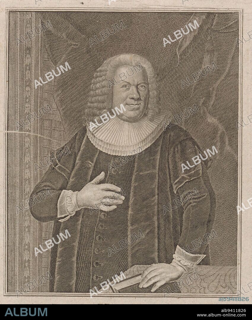 Portrait of Peter Hanssen, print maker: Johann Martin Bernigeroth, (mentioned on object), Leipzig, 1748, paper, engraving, h 209 mm - w 148 mm.