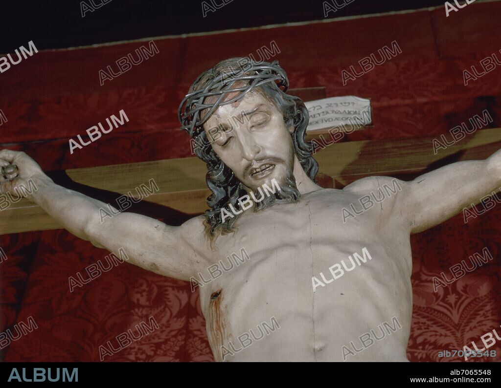 JOSE DE MORA (1655-1724). CRUCIFICADO DE LA MISERICORDIA - SIGLO XVII -  ESCULTURA BARROCA ESPAÑOLA.