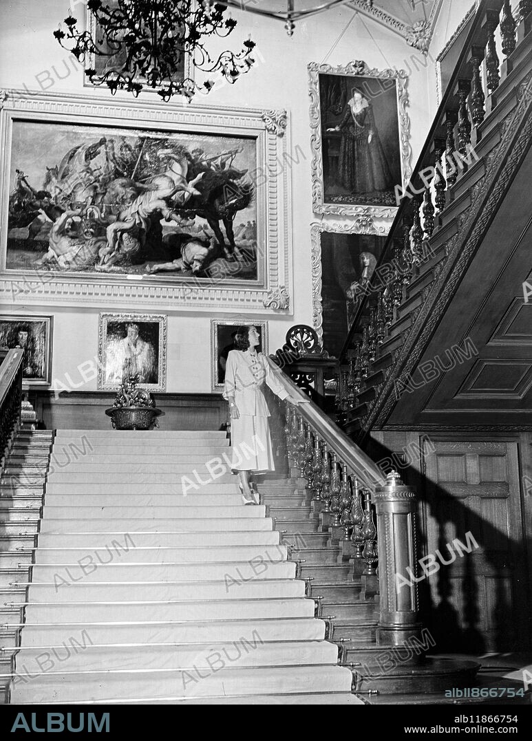 LONGLEAT HOUSE ( WILTS) built in the 16th Century , by Sir John Thynne . It is the ancestral home of the Marquis of Bath . Considered to be the best show places of England , the house is now open to the public. PICTURE SHOWS:- The main staircase . 10 February 1950.