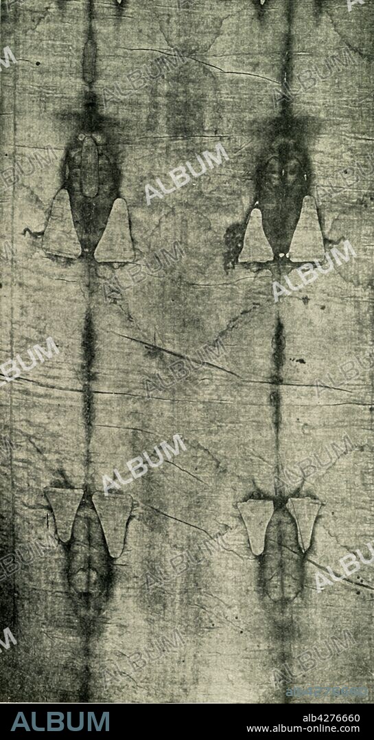 'The Holy Shroud - Imprint of the Body: Front View', 1902. The Turin Shroud, claimed by some to be the burial cloth that Jesus was wrapped in after crucifixion, is now widely believed to be a hoax. It probably dates from the late 14th century, as attested by radiocarbon dating. From "The English Illustrated Magazine", Volume XXVII, April to September 1902. [T. Fisher Unwin, London, 1902].