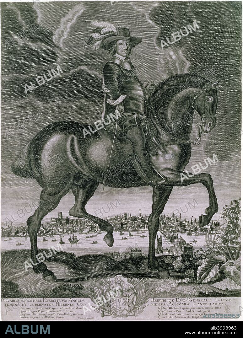 ALBERT HAELWEGH. Equestrian portrait of Oliver Cromwell, c1655. Cromwell (1599-1658) commanded the forces of Parliament during the English Civil War. After the war England, Scotland and Ireland became a commonwealth. Cromwell was head of state as Lord Protector of the Commonwealth from 1653 until his death.