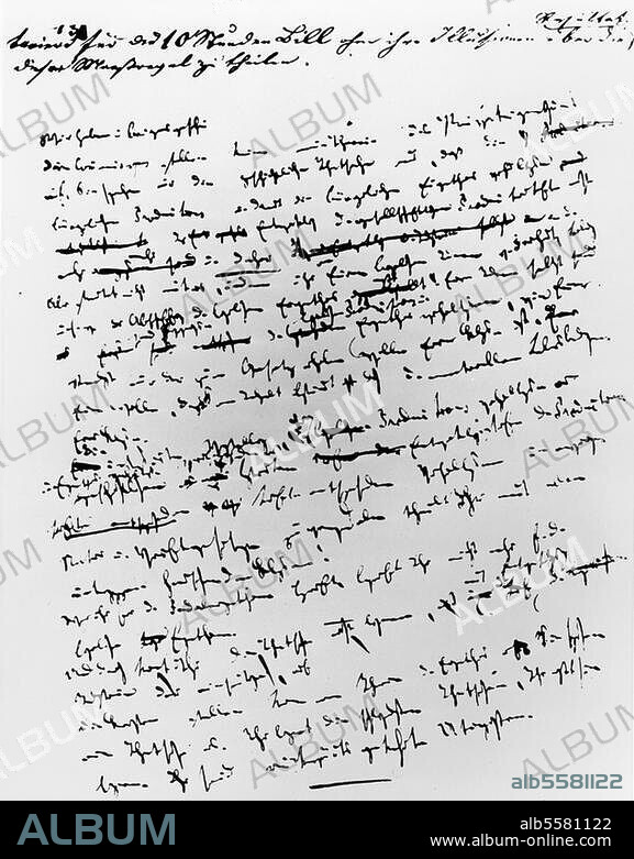 Marx, Karl Philosopher and Economist, Founder of Marxism. 1818-1883. Works: The Communist Manifesto. (1848; together with Friedrich Engels). Manuscript of the first draft, last page.