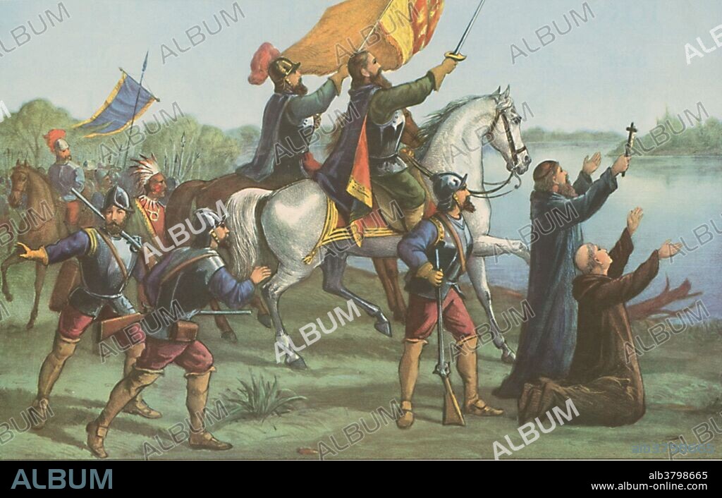 Hernando de Soto (1496/98 - May 21, 1542) was a Spanish explorer and conquistador. He explored and colonized Panama, Nicaragua, Honduras and Peru, where the expedition, led by Francisco Pizarro, conquered the Incan Empire. In 1536 de Soto returned to Spain a rich man due to the gold stolen from the Incas. In 1537 the King of Spain granted him the rights the conquer Florida. He led the first European expedition deep into the territory of the modern-day United States, thus becoming the first European documented to have crossed the Mississippi River. A vast undertaking, de Soto's North American expedition ranged throughout the southeastern United States searching for gold and a passage to China. De Soto died in 1542 on the banks of the Mississippi River in Arkansas or Louisiana.