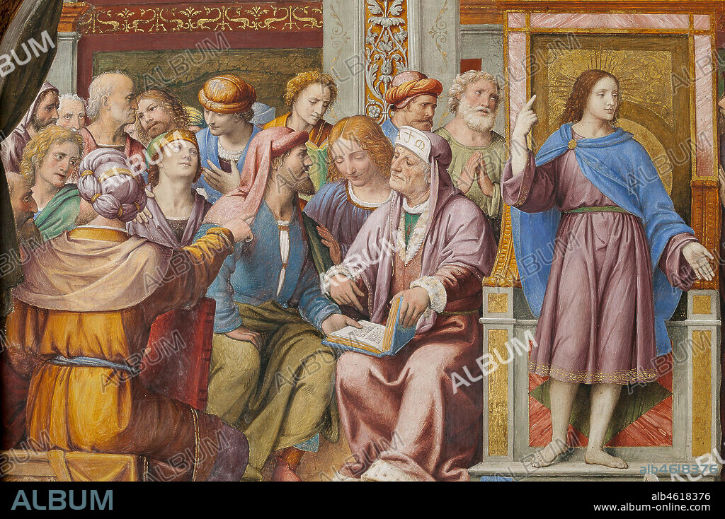 Saronno, Shrine of Our Lady of Miracles: "Jesus among the Doctors", fresco by Bernardino Luini, 1525 - 1532. Detail.