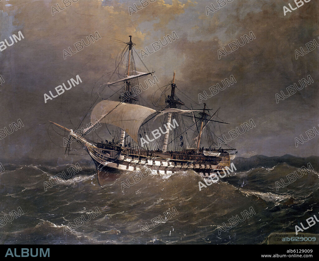 ANGEL MARIA CORTELLINI (1819-1887). NAVIO ASIA DESARBOLADO 1824.