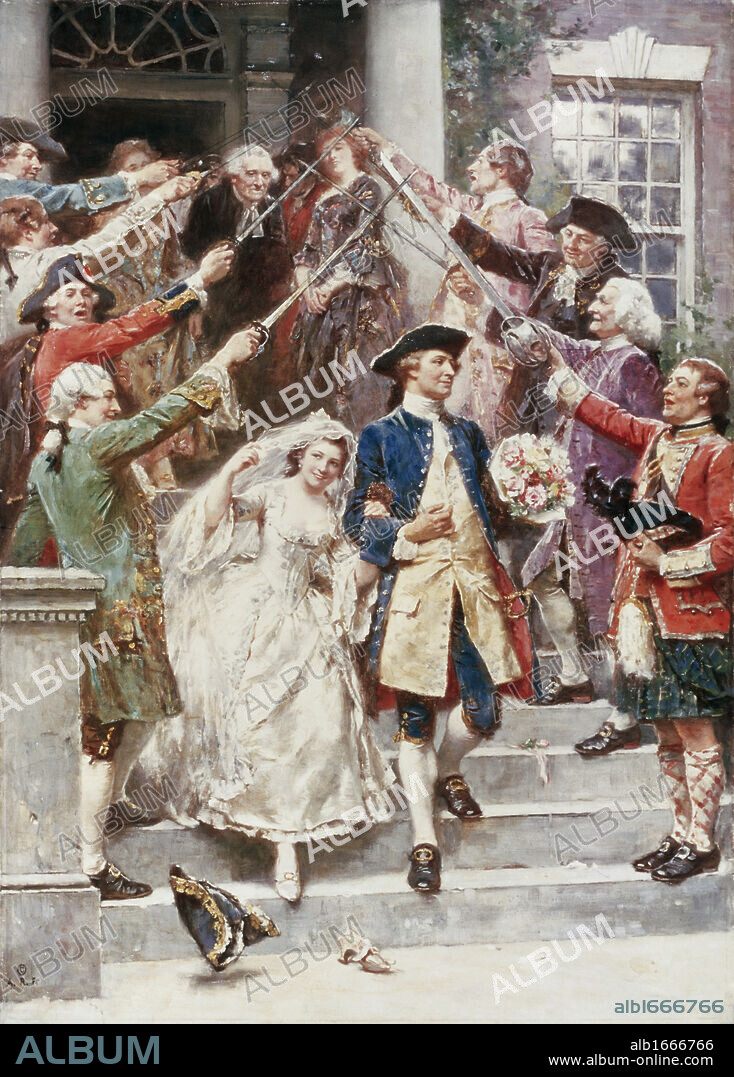 Here Comes the Bride, Wedding of Washington 1759  Jean Leon Gerome Ferris (1863-1930/American).