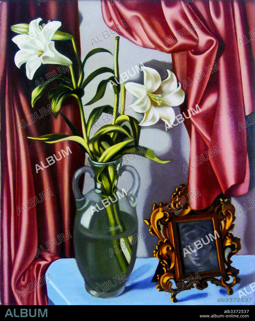 TAMARA DE LEMPICKA. Still Life with Lilies and a Photo.