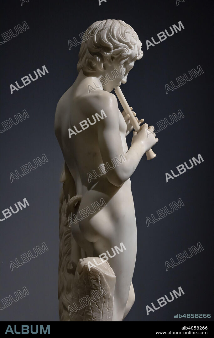 "Faun playing the Flute", 1859, by Pietro Tenerani (1789-1869), Carrara marble.