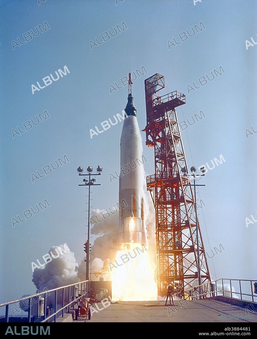 May 15, 1963 - Mercury-Atlas 9 lifts off from its launch pad at Cape Canaveral, Florida for the nation's longest manned orbital flight.