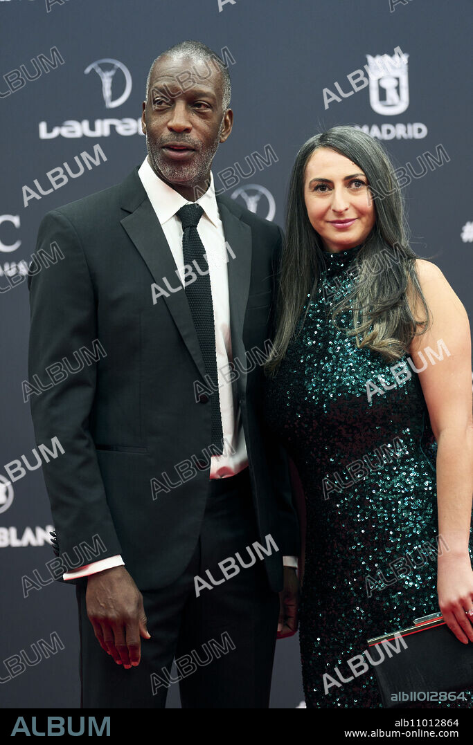 Michael Johnson, Armine Shamiryan attends Laureus World Sports Awards Madrid 2024 - Red Carpet at Palacio de Cibeles on April 22, 2024 in Madrid, Spain.