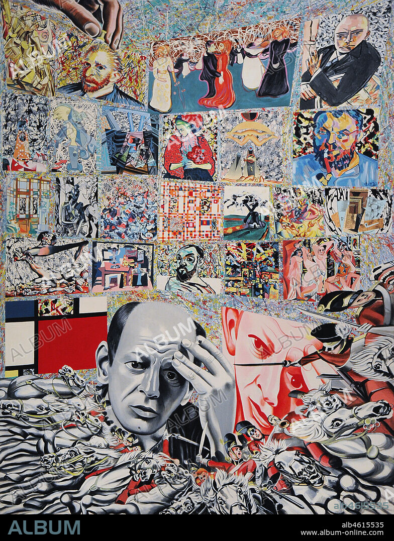 ERRO. Erró (Gudmundur Gudmundsson) (n. 1932). Artista islandés. Los orígenes de Pollock, 1966-1967. Pintura gliceroftálica sobre lienzo, 260 x 200 cm. Centre Pompidou. París. Francia.