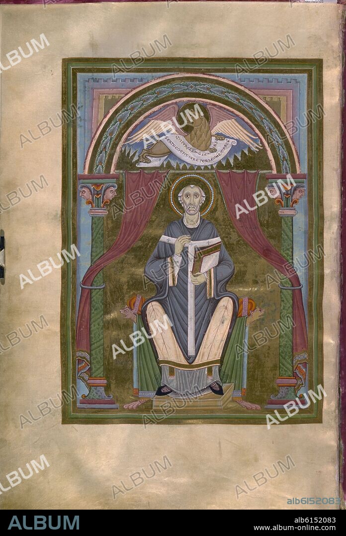 CODEX AUREUS-LIBRO DE LOS EVANGELIOS-SAN MARCOS EVANGELISTA-S XI-MINIATURA CAROLINGIA.