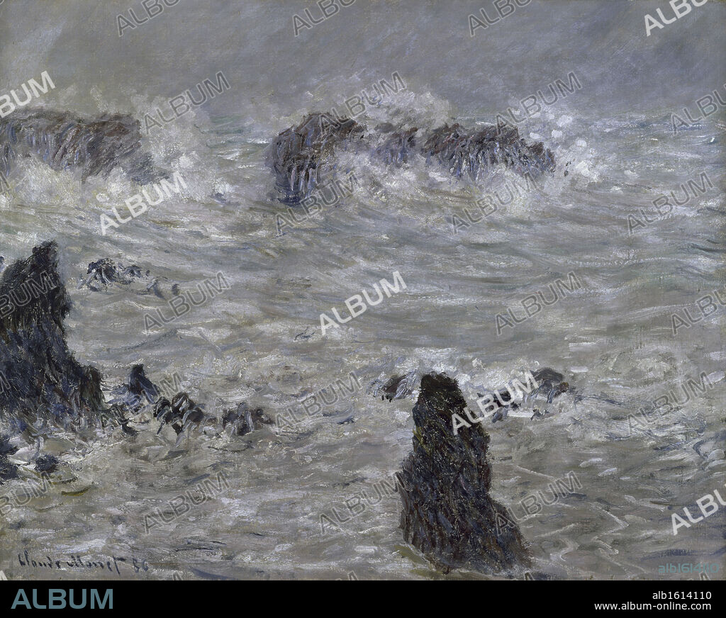 Belle-Isle Shore Storm  (Cotes de Belle-Ile Tempete)  c. 1886  Claude Monet (1840-1926/French)  Musee d Orsay, Paris.