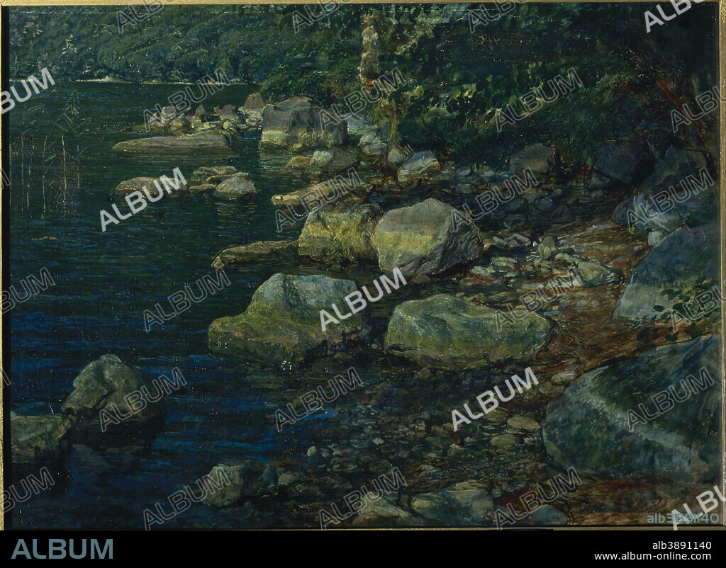 ALEXANDER IVANOV. Water and Stones near Palazzuola. Date/Period: Early 1850s. Study. Oil on canvas Oil on canvas. Height: 450 mm (17.71 in); Width: 612 mm (24.09 in).