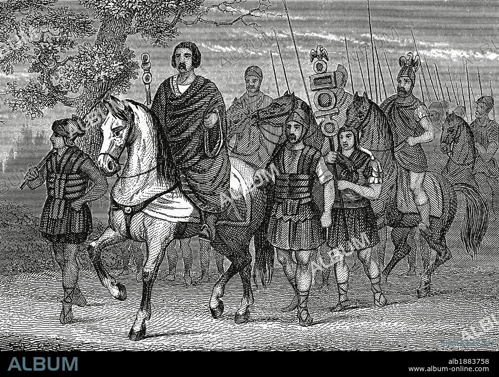 IMPERIO ROMANO. EJERCITO ROMANO. Grabado del siglo XIX.