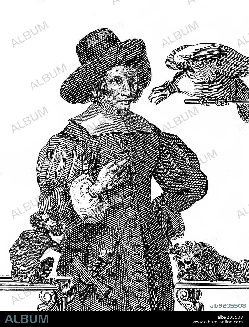Mary Frith (c. 1584-1659), also known as Moll (or Mal) Cutpurse, was a notorious pickpocket and fence of the London underworld. She wore men's clothing, kept parrots, bred mastiffs, and was the first English woman known to smoke. Several plays were written about her during her lifetime. The Life of Mrs Mary Frith, a sensationalized biography written three years after her death, helped to mythologize her. From "Collection of four hundred portraits of remarkable, eccentric and notorious personages," circa 1880.