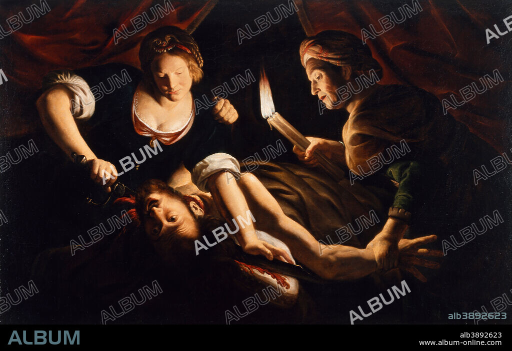 TROPHIME BIGOT. Judith Cutting Off the Head of Holofernes. Date/Period: Ca. 1640 (Baroque). Oil paintings. Oil on panel oil on panel. Height: 125.70 mm (4.94 in); Width: 196.80 mm (7.74 in).