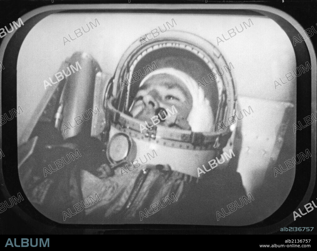 Soviet cosmonaut gherman titov in the space capsule, vostok 2 mission-he was observed the entire flight, 1961, a still from the documentary film 'to the stars again'. 01/02/2013