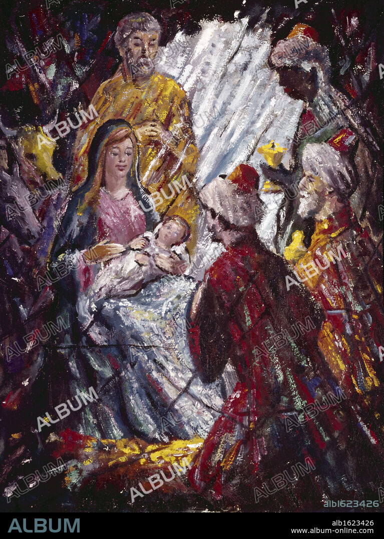 Adoration of Wise Men by Vladimir Mazuranic, b.1910.