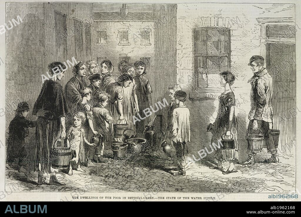 Bethnal Green. The Illustrated Times. 24th October 1863. The dwellings of the poor in Bethnal Green - the state of the water supply'.  Image taken from The Illustrated Times.  Originally published/produced in 24th October 1863. . Source: Colindale,. Language: English.