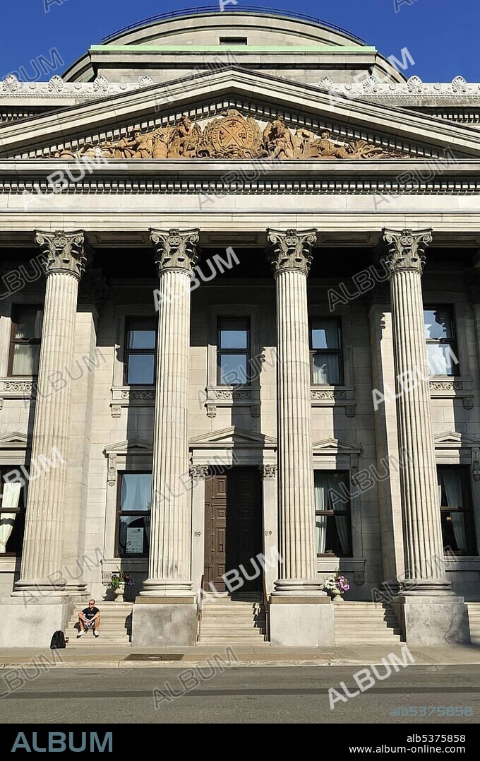 Historic Bank of, Banque de Montreal building, Vieux Montreal, Old Montreal, Quebec, Canada, North America.